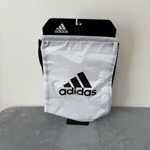 Adidas 3 Stripe Logo White Drawstring Gym Sack Backpack